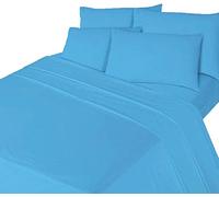 Luxurious Flannelette Bed Sheet Set 100% Brushed Cotton Includes Fitted Sheet, Flat Sheet and 1 x Matching Pillowcase Bed Sheet Set Blue Single