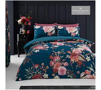 Luxurious FLORA Bed Set with Duvet Cover and Pillow Cases, Polyester-Cotton, Teal, Single
