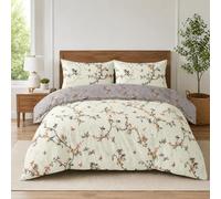 Luxurious Floral Bedding Double Bed Set 100% Brushed Microfibre Duvet Cover Sets 3 Piece Winter Sunmmer All Season Soft Quilt Covers Easy Care, Hypoallergenic, Machine Washable (Double, Caramel)