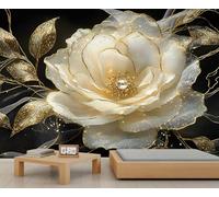 Luxurious Florals Mural Gem Stamen Wallpaper Gorgeous Flowers Wall Mural Giant 3D Wallpaper Commercial Scale Coffee Shop Lounge Gallery (Non-self-Adhesive)