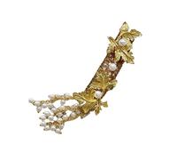 Luxurious Gold Maple Leaf Hair Clip Adorned With Pearls And Crystals Unique Tassels Hairpin For Bridal And Evening Wear