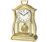 Luxurious Gold Rhythm Mantel Clock with Crystal Pendulum | Silent Ultra-Precise Quartz Movement | Elegant White Face with Black Arabic Dial | 2 AA Batteries Included