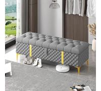 Luxurious Gray Storage Ottoman Bench Modern Leather Upholstered End of Bed Storage Chest Stylish Bedroom Bench (Size: 39"x16"x18") - Perfect for nizing and Decor.