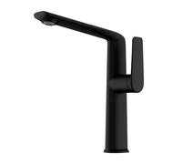 Luxurious Gun Gray Brass Bathroom Faucet Single Handle Hot & Cold Water Mixer Rotatable Spout 2-in-1 Functional Sink Tap (Matte Black T G9/16)