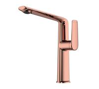 Luxurious Gun Gray Brass Bathroom Faucet with Single Handle Hot & Cold Water 2 Functional Rotatable Outlet Rose Gold Finish G3/8 Connection Modern Design