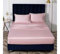 Luxurious Hotel Fitted Sheet,bed sheet single cotton silk satin sheet bed cover non-slip mattress protector for double king-light_pink_180cmx200cm*40cm
