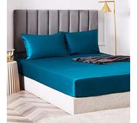 Luxurious Hotel Fitted Sheet,bed sheet single cotton silk satin sheet bed cover non-slip mattress protector for double king-blue_2_180cmx200cm*40cm