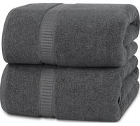 Luxurious Jumbo Bath Sheet 2 Piece - 600 GSM 100% Ring Spun Cotton Highly Absorbent and Quick Dry Grey