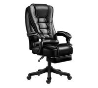 Luxurious Leather Executive Office Chair with Wheels, Adjustable Backrest, and Retractable Footrest - Modern High Back Desk Chair for Home Office, Computer Chair for Bedroom and Study Room (Black )