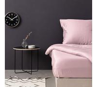 Luxurious Light Pink Satin Double Fitted Sheet, 140 x 190 + 30 cm, 100% Cotton, 125 g/m², Soft, Breathable, Perfect for Elegant Bedrooms