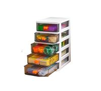Luxurious Looking Elegant Clear Stackable Mini Desktop Drawer Organizer - 5 Tier Modular Plastic Storage Drawers-Office Supplies, Craft Tools, Makeup, Jewelry, Small Accessories & More