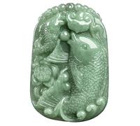 Luxurious & Lucky Natural Jade Necklace - Intricately Designed Double Fish Pendant as a Symbol of Abundance & Good Fortune A Beautiful Token to Celebrate Life's Significant Moments