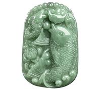 Luxurious & Lucky Natural Jade Necklace - Intricately Designed Double Fish Pendant as a Symbol of Abundance & Good Fortune A Beautiful Token to Celebrate Life's Significant Moments