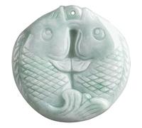 Luxurious & Lucky Natural Jade Necklace - Intricately Designed Double Fish Pendant as a Symbol of Abundance & Good Fortune A Beautiful Token to Celebrate Life's Significant Moments