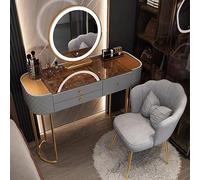 Luxurious Makeup Set with LED Mirror Elegant Dressing Table with Drawers & Stool for Family Bedroom 100cm Grey Vanity Furniture