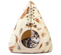 Luxurious Merino Wool Cat Cave Bed Teepee Design - Foldable Hideaway Pod for Indoor Cats - Premium Felt Kitten Beds - Covered Cat House for Ultimate Cozy Comfort by Woolygon