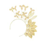 Luxurious Metal Flower Headband for Bride, Golden B | Metal Flower with Shining Rhinestones for Formal Event Evening Party Hair Styling Decorative Accessory