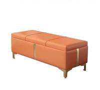 Luxurious Modern Foldable PU Entryway Bench with Shoe Storage 150 cm Padded Comfort Seat Stylish Orange Design for Living Room & Bedroom nization