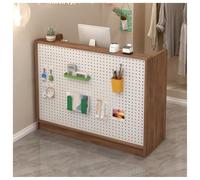 Luxurious Modern Reception Desk with Lockable Drawer & Open Shelves, Stylish Small Counter for Salon Checkout or Office, Walnut & White Finish, 60cm/23.6in