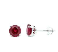 Luxurious Natural Ruby Solitaire Earrings 2ct Round Shaped Studs Rubies Screw Back Stud Earrings CERTIFIED Ruby Jewelry Silver 18k GOLD Valentine Day Mom Birthday Anniversary Mother's Day Womens gift