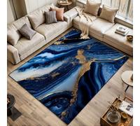 Luxurious navy blue ink marble like abstract texture golden dust agate Area Rugs Living Room Large 120x170 cm Washable Vintage Soft Rug Modern Non Slip Floor Carpet Mat for Bedroom Kitchen Dining Room