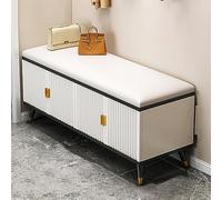 Luxurious Ottoman Bench & Shoe Rack Organizer Modern Hidden Shoe Cabinet with Doors for High Heels Stylish Entryway Storage Solution Size: 120x50x30cm Black & Gold