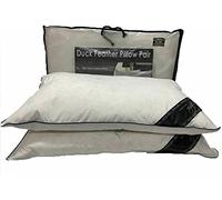 Luxurious Pair of 100% White Duck Feather Bed Medium/Firm Pillows - Mountain Moose Co.