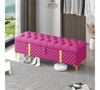 Luxurious Pink Leather Storage Ottoman Bench Modern Bedroom Storage Chest 60x40x45cm End of Bed nizer Stylish Upholstered Storage Solution for Home Decor