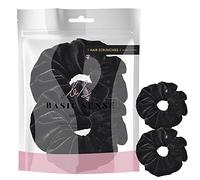 Luxurious Premium Quality Velvet Solid Classic Hair Ties/Bands for Hair Updo Ponytail Scrunchies, 2pcs (Plain, Black)