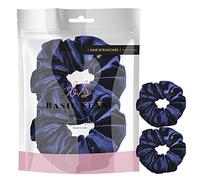 Luxurious Premium Quality Velvet Solid Classic Hair Ties/Bands for Hair Updo Ponytail Scrunchies, 2pcs (Plain, Navy)