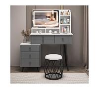 Luxurious Princess Makeup Vanity Set with Corner Dressing Table Stool & 7 Drawers for Girls' Bedroom Stylish Mirror & Storage Solution
