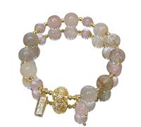 Luxurious Rutilated Quartz Crystal Bracelet for Wealth Attraction and Chakra Balance - Feng Shui Jewelry for Prosperity and Good Luck(Multigem)