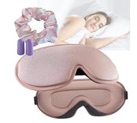 Luxurious Satin 3D Eye Mask for Sleeping - Pink Blackout Sleep Mask for Ultimate Comfort and Darkness - Perfect Eye Mask for Lash Extensions. Complete with Scrunchie & Ear Plugs for the Ultimate Sleep