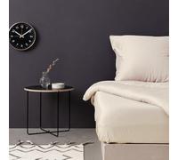 Luxurious Satin Double Fitted Sheet, Cream, 140 x 190 + 30 cm, 100% Cotton, 125 g/m², Soft, Breathable, Perfect for a Cosy Bedroom Retreat