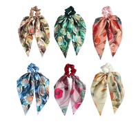 Luxurious satin floral headband, stylish large bow and cute rabbit ear design | ponytail anchor long headband | women's and girls' hair accessories (Green)