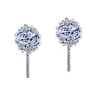 Luxurious Satin Rose Flower Wrist Corsage/Boutonniere Rhinestone Button Brooch Flower for Wedding Bride Bridesmaid Groom Groomsmen Parents Prom Homecoming Formal Dinner (Ivory Boutonniere) (Royal Blu