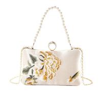 Luxurious Silk Evening Purse With Chinese Peony Embroidery And Pearls Handbag Crossbody For Party Occasion Multifunctional Fashion