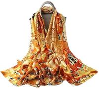 Luxurious silk scarf. Klimt's gold 'tree of life'. 180x90cm. Hangs beautifully and adds a touch of finesse to any outfit. For formal and informal wear.