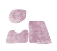 Luxurious Silk Wool Blend Bath Rug Set 3 Piece Including Large Mat U Shaped For Contour And Toilet Seat Cover Non Slip Soft Plush For Modern Bathroom(Pink)
