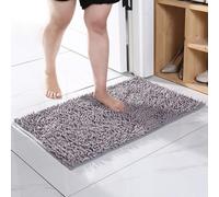 Luxurious Silver Chenille Bath Mat 40X120Cm, Super Absorbent, Non-Slip & Machine Washable Hallway Runner