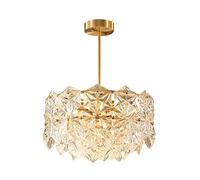 Luxurious Simplice Crystal Chandelier Brushed Brass Pendant Light Fixture 8 Lights Ceiling Lighting Fixture for Bedroom Hallway Bar Living Room-Copper 43X56Cm(17X22Inch),Copper,43x56cm(17x22inch