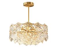 Luxurious Simplice Crystal Chandelier Brushed Brass Pendant Light Fixture 8 Lights Ceiling Lighting Fixture for Bedroom Hallway Bar Living Room-Copper 43X56Cm(17X22Inch),Copper,53x56cm(21x22inch