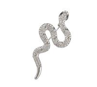 Luxurious Snake Shaped Brooch Trendy Snake Shape Pin in Metal with Rhinestones Accent for Women Stylish
