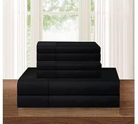 Luxurious Soft 1500 Premier Hotel Quality 6-Piece Bed Sheet Set Premium Hotel Quality Wrinkle and Fade Resistant Coziest Bedding Set, All Around Elastic Fitted Sheet, Deep Pocket, Full, Black