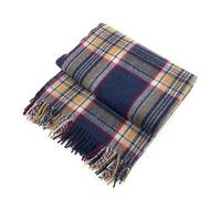 Luxurious Soft Wool Blanket - 70x60 inches large blanket - Scottish tartan, checkered, lightweight, Indoor, Winter warm, travel blanket , Bed and Sofa, Picnic Rug Stewart Navy Tartan