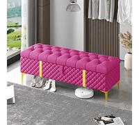 Luxurious Storage Bench End of Bed Bench,Leather Upholstered with Storage,Modern Benches Bedroom Chest,Storage Ottoman Bench-Pink 60x40x45cm(24x16x18inch) (Pink 60x40x45cm(24x16x18