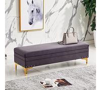 Luxurious Storage Ottoman Bench,Velvet Upholstered Ottoman Footrest End Of Bed Bench With Storage,Modern Living Room Entryway Bench Shoe Changing Stool-Dark gray 60x40x40cm(24x16x16inch)