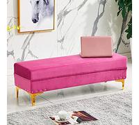 Luxurious Storage Ottoman Bench,Velvet Upholstered Ottoman Footrest End Of Bed Bench With Storage,Modern Living Room Entryway Bench Shoe Changing Stool-Pink 60x40x40cm(24x16x16inch)