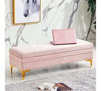 Luxurious Storage Ottoman Bench,Velvet Upholstered Ottoman Footrest End Of Bed Bench With Storage,Modern Living Room Entryway Bench Shoe Changing Stool-Light pink 60x40x40cm(24x16x16inch)