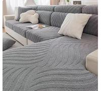 Luxurious Stretch Sofa Cover, Grey Textured Wave Pattern, High Elastic Fabric, Machine Washable, Easy Installation with Deep Wrap Design (Gray, Throw pillow (coreless))